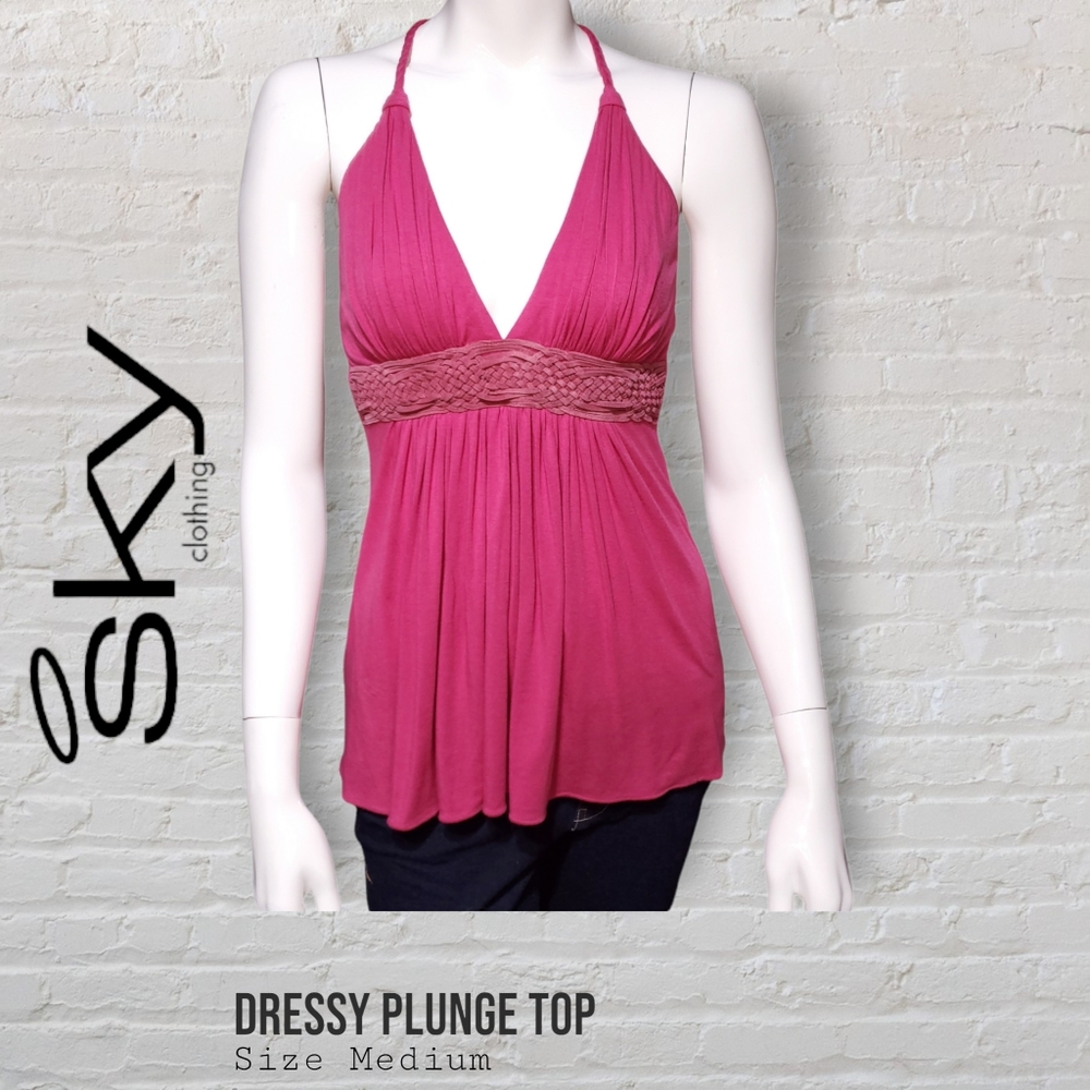 Sky Hot Pink Braided Sleeveless Top Women's Medium